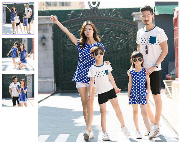 Polka Dots Round Neck Family Outfits