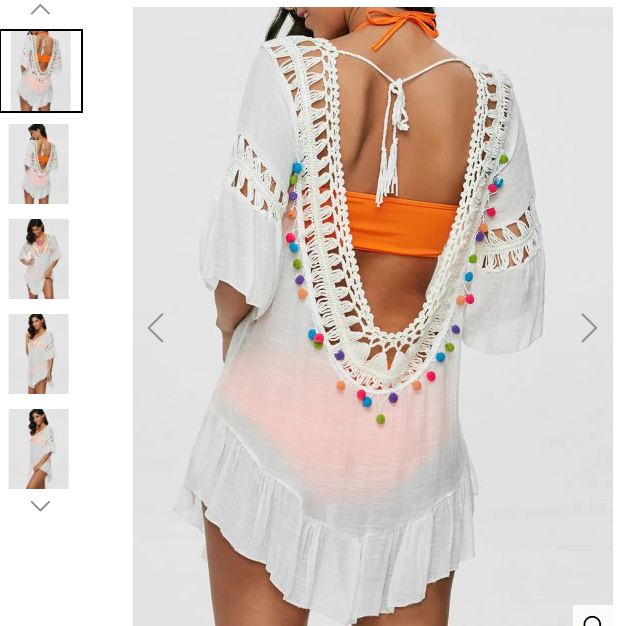 Pompon See-Through Crochet Tunic Beach Cover Up